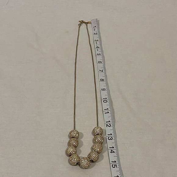 Madewell‎ 1937 Gold Tone Long Necklace with Rhinestone Large Gold Tone Beads - Picture 5 of 7